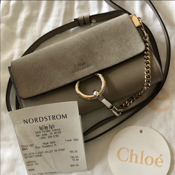Chloe Handbags - Chloe Mini Faye Wallet on a Strap - Motty Grey